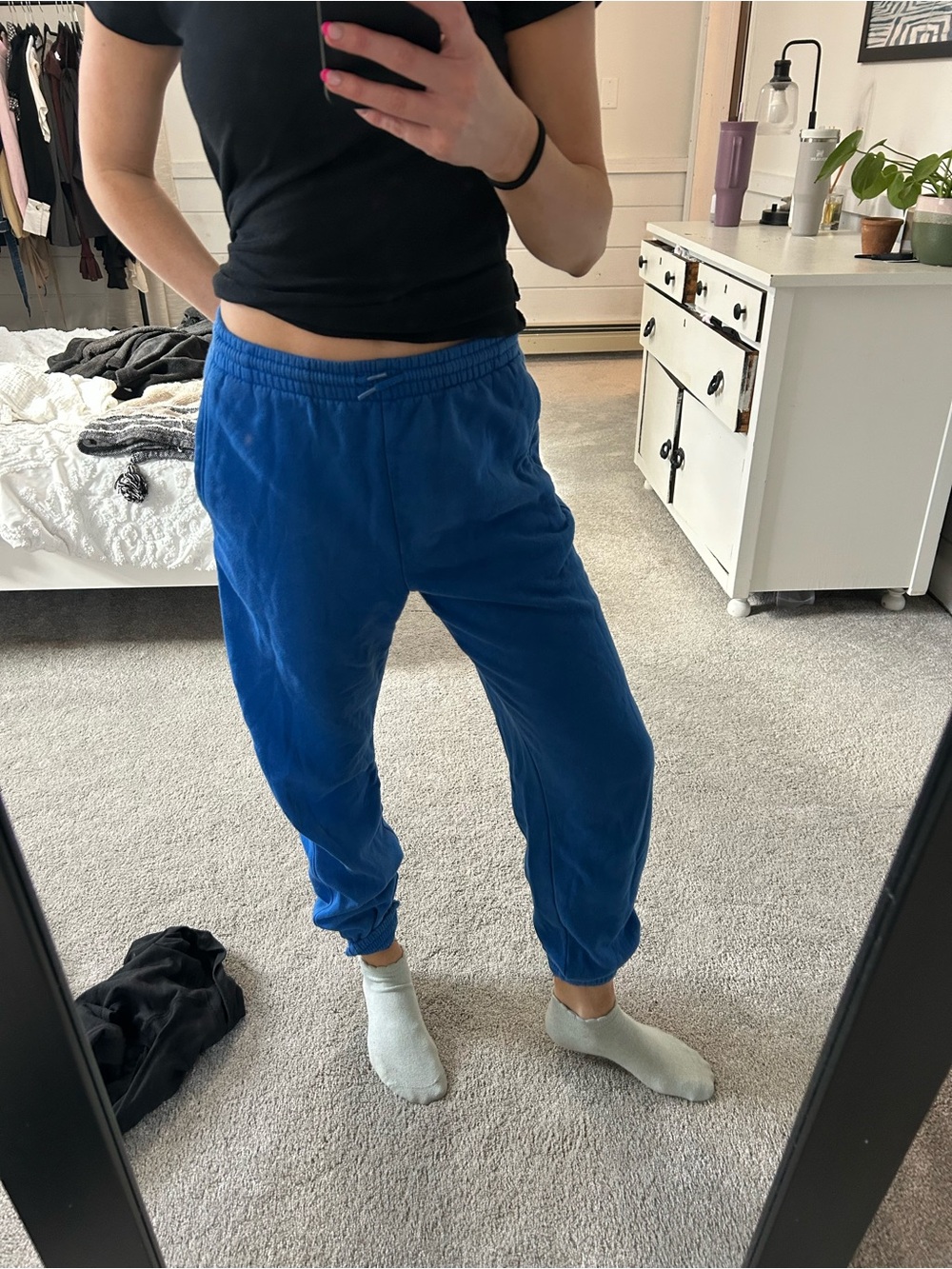 Blue jogger sweatpants